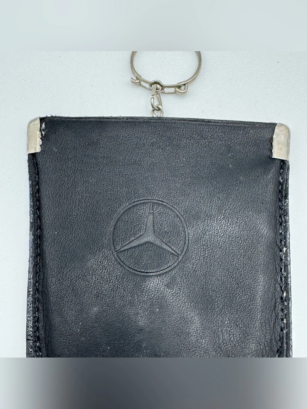 Vintage Mercedes-Benz Leather Key Holder Pouch Keychain Wood Motor NOS lot of 2